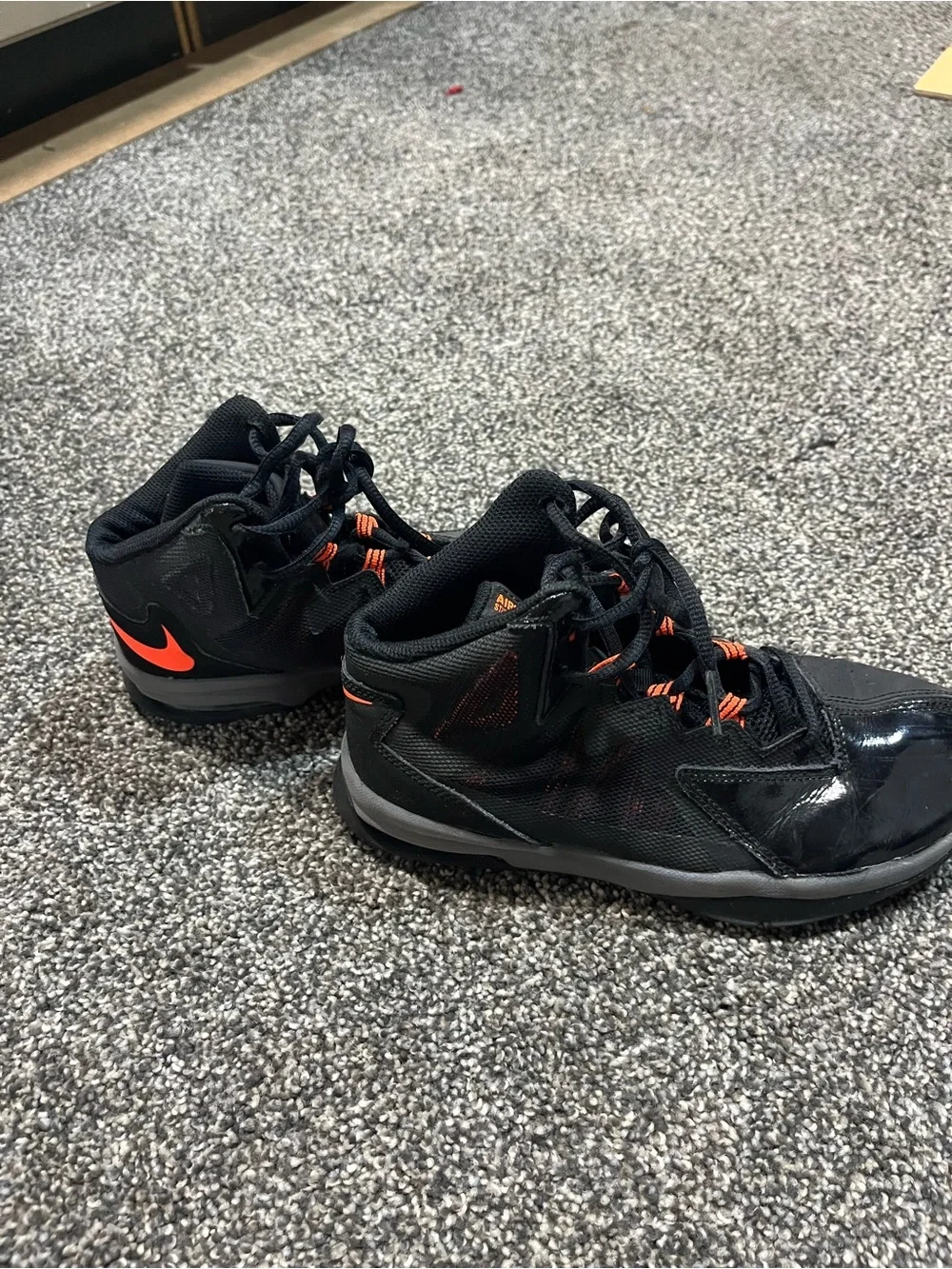 Nike Kids Black and Orange Basketball Shoes